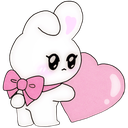 WhiteBunnyHoldHeart emote