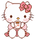 78005hellokittywithtea emote